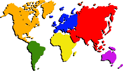 Mapamundi de continentes